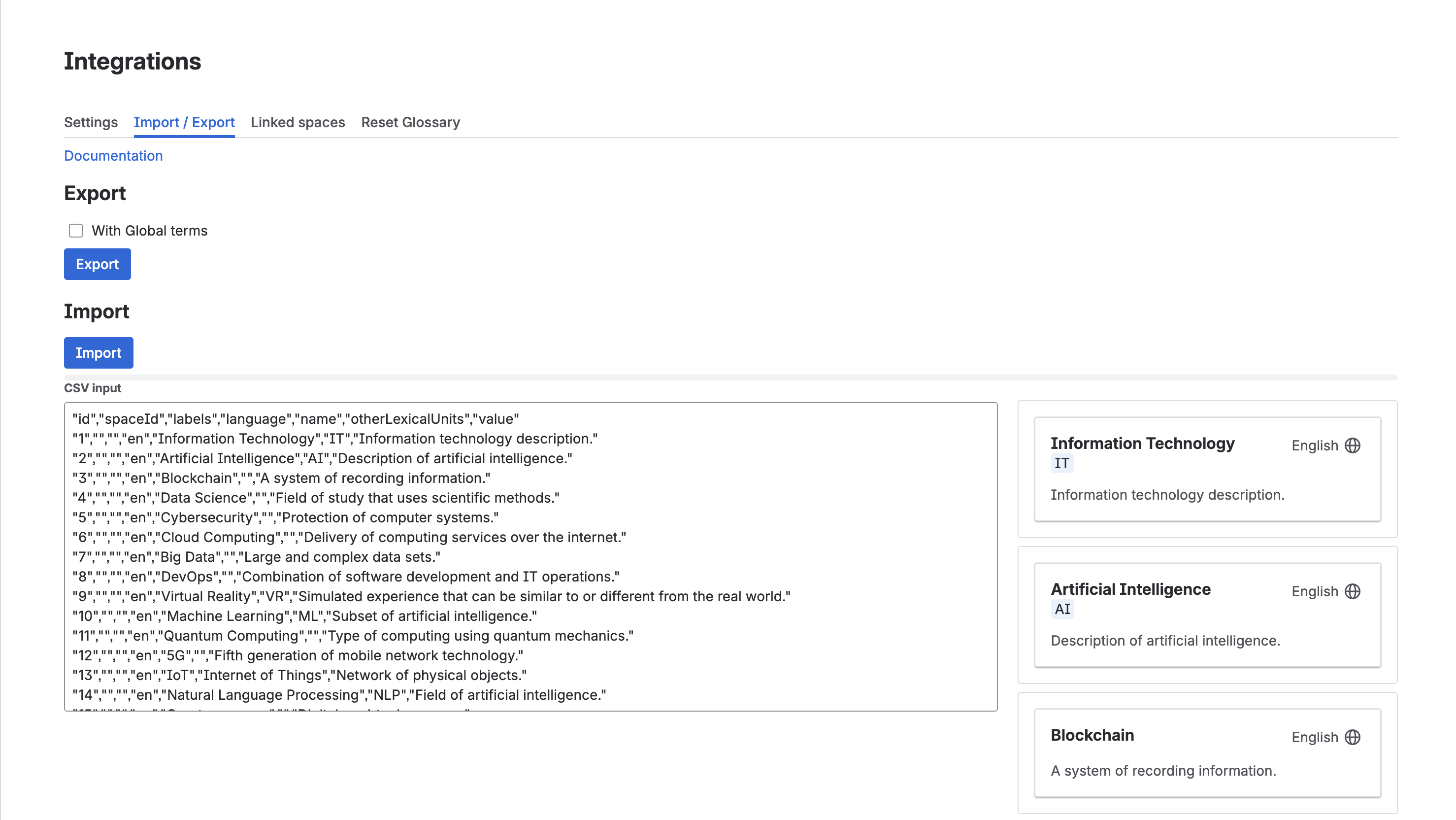 Import/Export screenshot